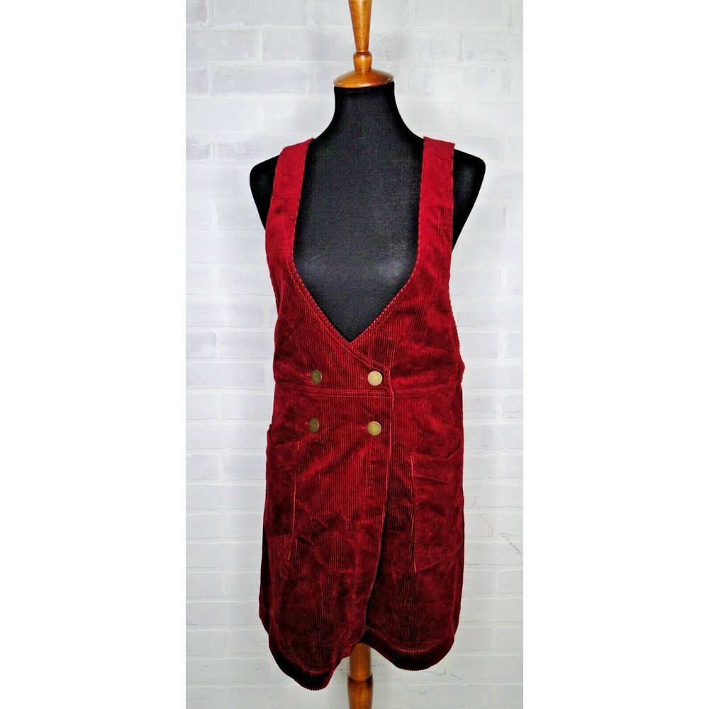 Free‎ People Canyonlands Cord Jumper Dress in Red Size 12